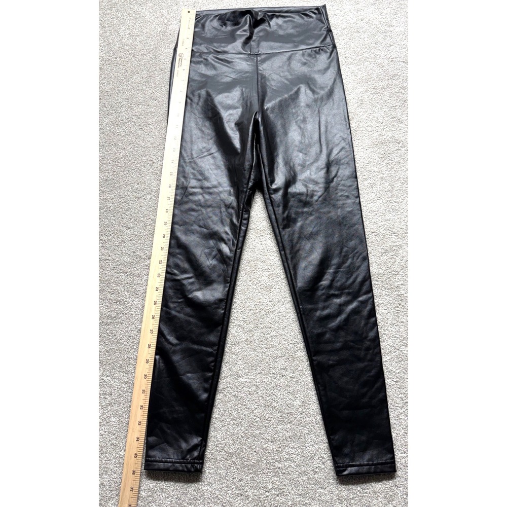 Ginasy Faux‎ Leather Leggings Black High Waist Stretchy Slim Fit Pants Size S